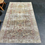 4’2 x 8’1 Classic Antique Rug Muted Slate, Seafoam, Clay, Taupe &  Burgandy '5353