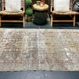 4’2 x 8’1 Classic Antique Rug Muted Slate, Seafoam, Clay, Taupe &  Burgandy '5353