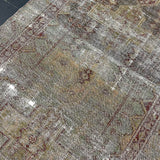 4’2 x 8’1 Classic Antique Rug Muted Slate, Seafoam, Clay, Taupe &  Burgandy '5353