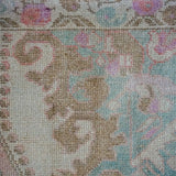 4’4 x 8’ Oushak Rug Pink, Blue and Cream Vintage Turkish Carpet '3101