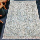 4’ x 6’4 Classic Antique Rug Muted Eggshell Blue, Camel Beige + Taupe SB '4296