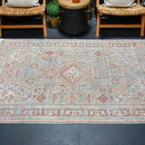 4’4 x 6’4 Classic Antique Rug Muted Sky Blue + Red and White SB '4300