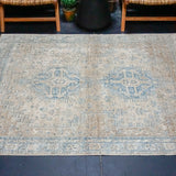 5’3 x 6’5 Classic Antique Rug Muted Denim Blue + Camel Beige SB '4451