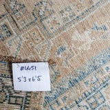 5’3 x 6’5 Classic Antique Rug Muted Denim Blue + Camel Beige SB '4451