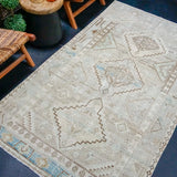 4’3 x 7’6 Classic Antique Rug Muted Beige, Sea Green + Denim SB '4453