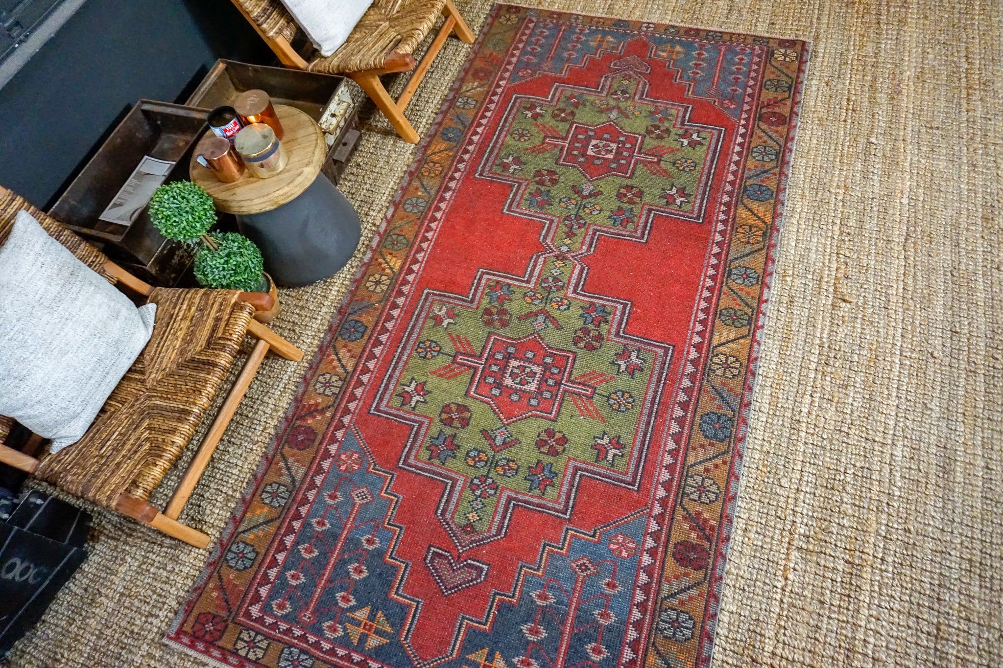 3x4 Vintage Rug Red Rug Oushak Rug Anatolian Rug Antique 