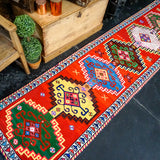 2’8 x 10’3 Turkish Oushak Runner Red and Rainbow '3084