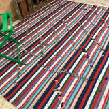 7 x 8 Mid-Century Modern Design Turkish Filikli Kilim from the 70's Striped Colorful