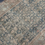 3’10 x 7 Classic Antique Rug Muted Denim Blue & Bronze + Sea Green SB '5045