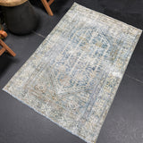 3’3 x 4’10 Classic Antique Rug Muted Denim Blue, Camel & Bone SB '5035
