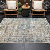 4’5 x 6’8 Classic Antique Rug Muted Indigo Blue, Camel & Gray SB '5244