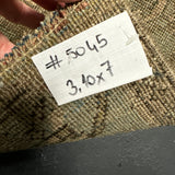 3’10 x 7 Classic Antique Rug Muted Denim Blue & Bronze + Sea Green SB '5045