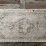1’10 x 3’3 Antique Turkish Taspinar Rug Muted Beige, Gray + Taupe '4849