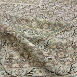 9’7 x 13’2 Classic Vintage Rug Muted Sand Beige, Tawny Brown, Sea Green & Sea Blue 5798