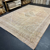 9’6 x 12’8 Classic Vintage Rug Muted Tawny Brown, Terra Cotta & Green 5799