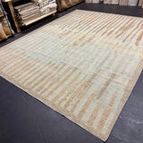 9’4 x 11’11 Moroccan Style Rug Pure Soft Organic Wool  Light Sea Blue, Gray, Camel & Beige LB62