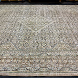 9’7 x 13’2 Classic Vintage Rug Muted Sand Beige, Tawny Brown, Sea Green & Sea Blue 5798