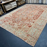 10’4 x 13’9 Traditional Vintage Rug Wine, Brick, Terra Cotta, Light Blue 5794