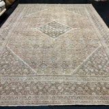 9’6 x 12’8 Classic Vintage Rug Muted Tawny Brown, Terra Cotta & Green 5799