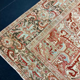 10’4 x 13’9 Traditional Vintage Rug Wine, Brick, Terra Cotta, Light Blue 5794