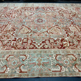 10’4 x 13’9 Traditional Vintage Rug Wine, Brick, Terra Cotta, Light Blue 5794