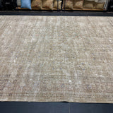 9’7 x 13’5 Classic Vintage Rug Muted Gray-Beige, Aubergine, Green & Terra Cotta 5580