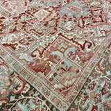 10’4 x 13’9 Traditional Vintage Rug Wine, Brick, Terra Cotta, Light Blue 5794