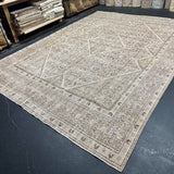 9’3 x 12’8 Traditional Vintage Rug Muted Blush, Green & Gray 5800