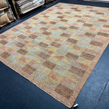 10’ x 13’ Swedish Style Rug Pure Organic Wool Muted Siena, Taupe, Rust-Brown, Antique Gold &  Steel Gray LB54 MK1088