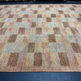10’ x 13’ Swedish Style Rug Pure Organic Wool Muted Siena, Taupe, Rust-Brown, Antique Gold &  Steel Gray LB54 MK1088