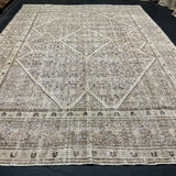 9’3 x 12’8 Traditional Vintage Rug Muted Blush, Green & Gray 5800