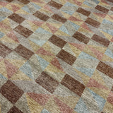 10’ x 13’ Swedish Style Rug Pure Organic Wool Muted Siena, Taupe, Rust-Brown, Antique Gold &  Steel Gray LB54 MK1088