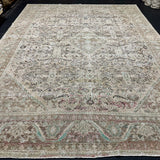 9’6 x 12’6 Classic Vintage Rug Muted Taupe, Black & Sea Green 5803