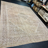 9’6 x 12’8 Classic Vintage Rug Muted Tawny Brown, Terra Cotta & Green 5799