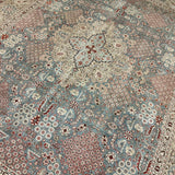 10’7 x 13’ Traditional Vintage Rug Muted Blue, Greige & Rust 5788