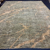 10’2 x 12’11 Moroccan Style Rug Pure Soft Organic Wool Greens, Gold & Brown LB48 MK1235