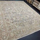 9’6 x 12’6 Classic Vintage Rug Muted Taupe, Black & Sea Green 5803