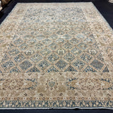 9’10 x 13’2 Traditional Vintage Rug Muted Navy, Bone, Beige & Camel 5790