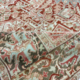 10’4 x 13’9 Traditional Vintage Rug Wine, Brick, Terra Cotta, Light Blue 5794