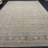 9’5 x 13’9 Traditional Vintage Rug Muted Beige, Sea Blue & Light Brown 5789
