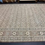 9’5 x 13’9 Traditional Vintage Rug Muted Beige, Sea Blue & Light Brown 5789