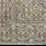 9’7 x 13’2 Classic Vintage Rug Muted Sand Beige, Tawny Brown, Sea Green & Sea Blue 5798