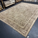 8’10 x 12’1 Silk & Wool  Rug, Brown, Cream + Taupe LB21 MK684