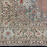 10’7 x 13’ Traditional Vintage Rug Muted Blue, Greige & Rust 5788