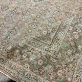 9’6 x 12’8 Classic Vintage Rug Muted Tawny Brown, Terra Cotta & Green 5799