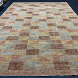 10’ x 13’ Swedish Style Rug Pure Organic Wool Muted Siena, Taupe, Rust-Brown, Antique Gold &  Steel Gray LB54 MK1088