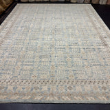 9’3 x 12’1 Silk and Wool Blue, Ivory & Gray Carpet MK1281 LB02
