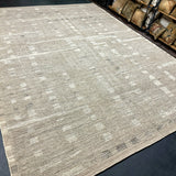 10’5 x 14’2 Moroccan Rug Pure Soft Organic Wool Natural Warm Copper-Beige and Gray-Beige