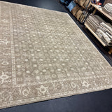 8’10 x 11’10 Silk & Wool  Rug, Khaki, Cream + Stone LB19 MK453