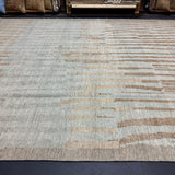 9’4 x 11’11 Moroccan Style Rug Pure Soft Organic Wool  Light Sea Blue, Gray, Camel & Beige LB62